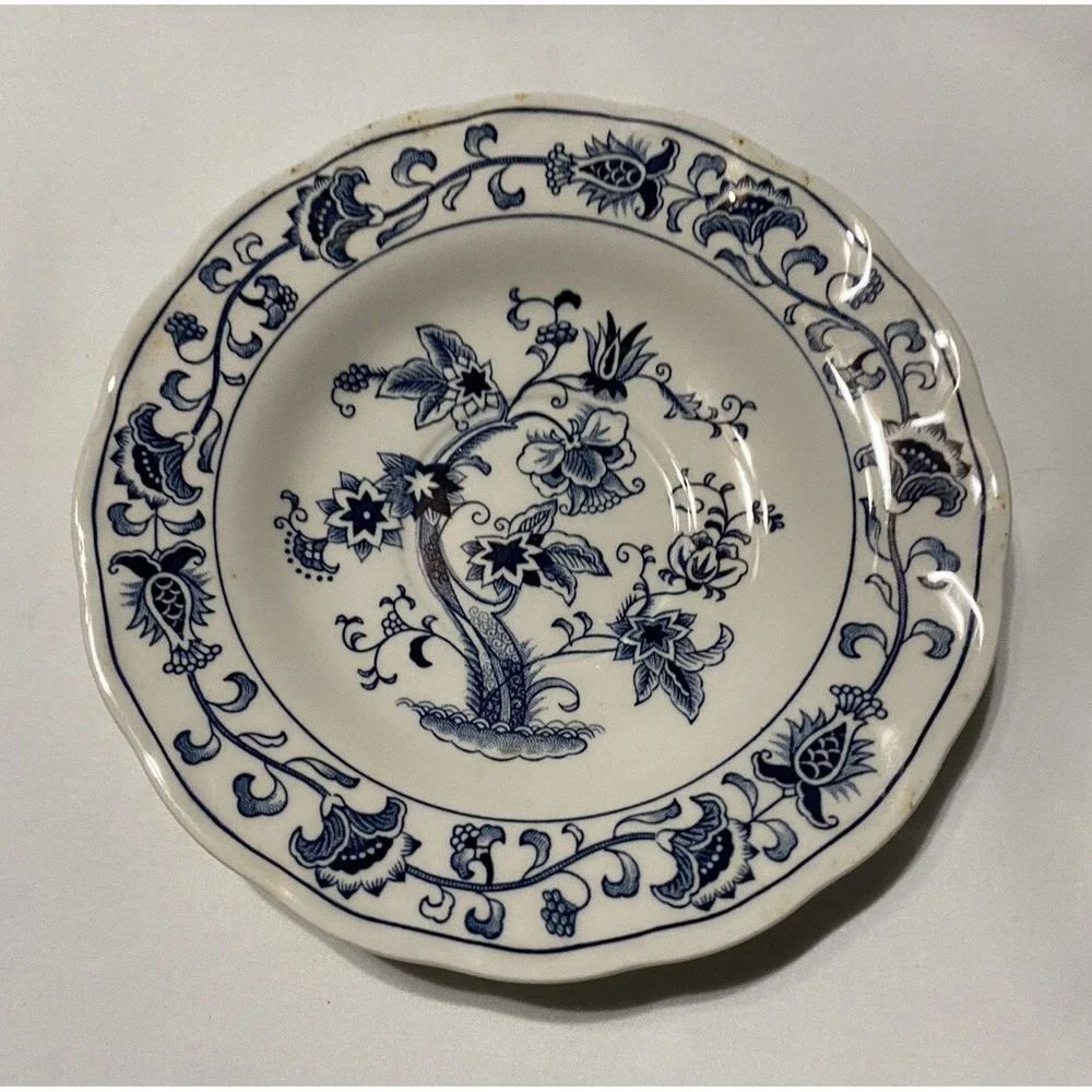 Vintage Nikko Ironstone Tea Cup and Saucer Ming Tree Blue Japan Blue Bonnet